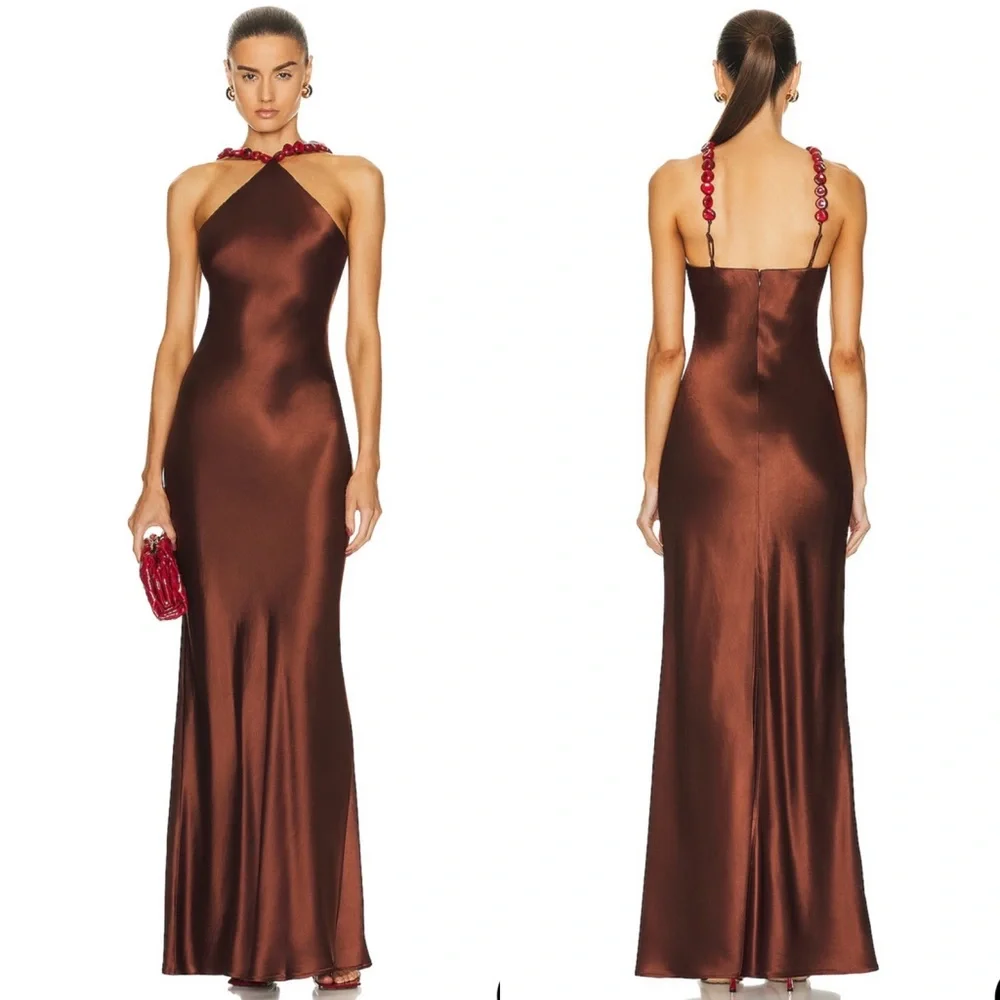 Staud cadence silk maxi dress in Clove brown size US 10 NEW! New with tags! - Picture 2 of 13